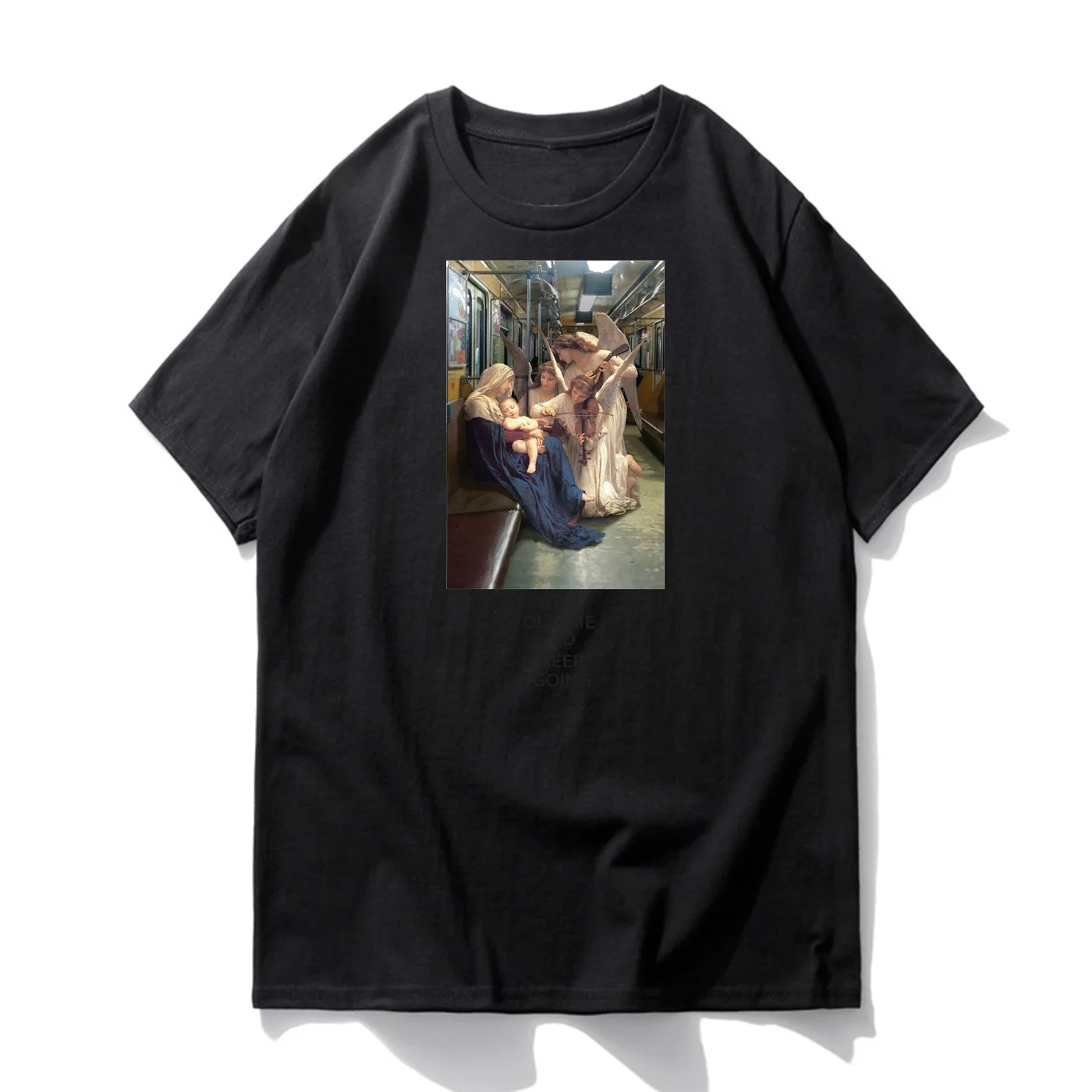 Fashion Summer New Men T Shirt God Tell Me Keep Going Virgin Mary Printed Casual Short Sleeve Tee Cotton Top Tees |