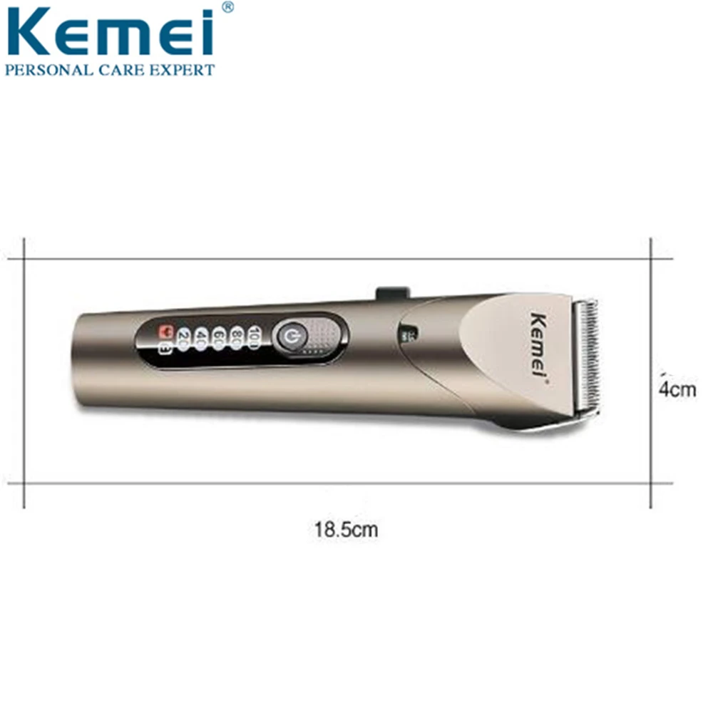 Профессиональный триммер для волос KEMEI, светодиодный, электрическая машинка для стрижки волос, Регулируемое лезвие, Мужская Беспроводная Машинка для стрижки волос, водонепроницаемая машинка для стрижки волос