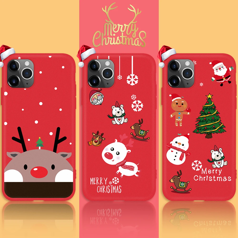 

Christmas Pattern Case For iPhone 11 XS Max XR X Soft Silicone TPU Case For iPhone 11 Pro Max 7 8 6 6S Plus Cases Xmas Snowman