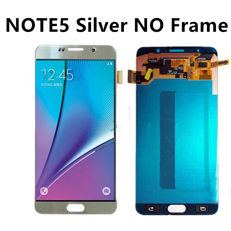 Супер AMOLED экран Замена с рамкой для samsung NOTE5 lcd N920 N920F N920A N920T N920C N920V сенсорная сборка - Цвет: Silver NO Frame