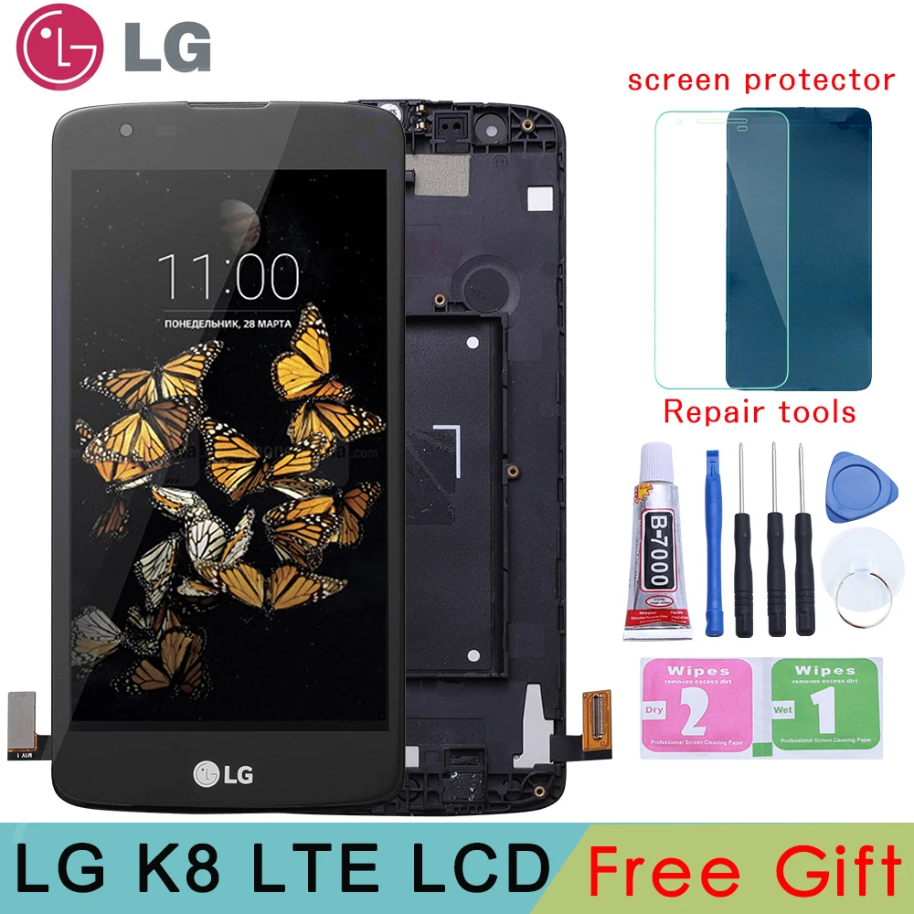 

For LG K8 LTE K350 K350N K350E K350DS LCD Display with Touch Screen Digitizer Assembly With frame free shipping