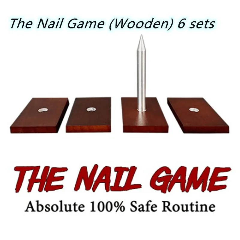 The Nail Game (Wooden) 6 Sets Magic Tricks Crush Paper Bag Magia Close Up Bar Gimmick Props