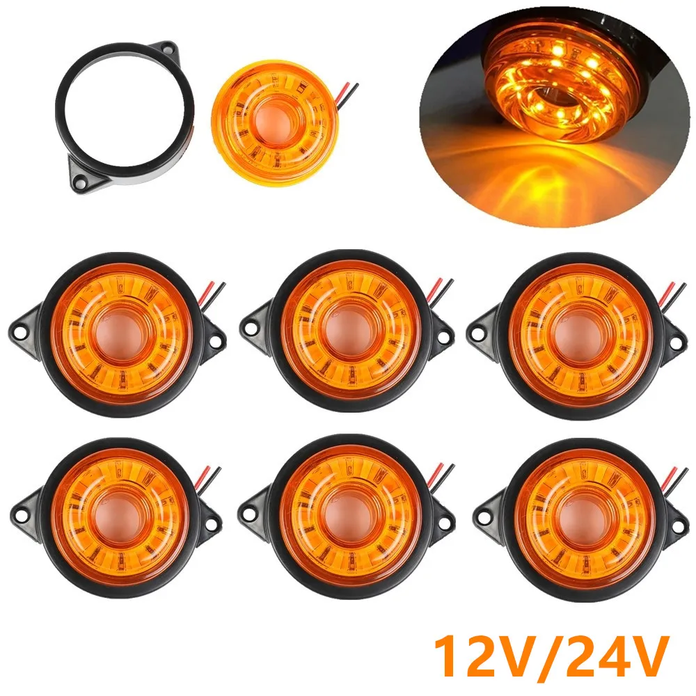 

6PCS 10LED Trailer Truck 24V Round LED Rear Side Marker Indicators Light Waterproof Bullet Clearance Side Marker Light For Truck