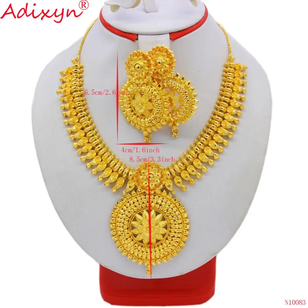 Adixyn Африканский два дизайн кисточки ожерелье серьги ювелирный набор золотой цвет/медь арабский, из Дубая Свадебная вечеринка мама подарки N10083