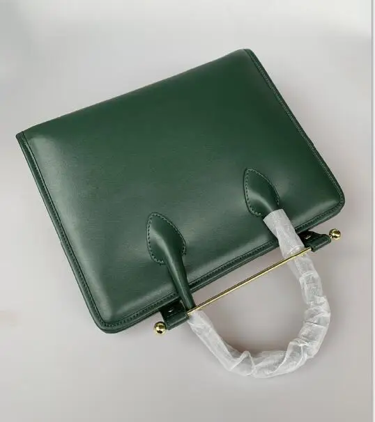 Dark green Роскошная Брендовая женская сумка из натуральной кожи, женская модная кожаная сумка через плечо, сумка-тоут миди - Цвет: Dark green