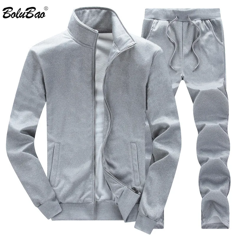 

BOLUBAO New Autumn Male Tracksuit Fashion Men's Coat + Trousers Two-Piece Set Solid Color Jacket Loose Trousers Casual Sets