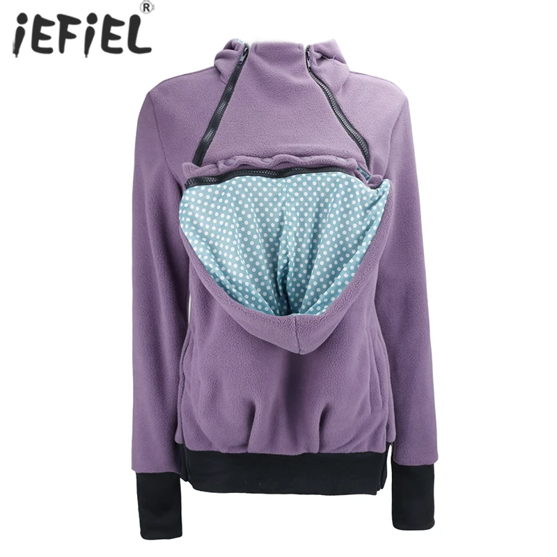 Chaqueta de moda portabebés, sudaderas de maternidad cálidas con capucha, abrigo lana Polar para mujeres embarazadas, ropa maternidad| Sudaderas con capucha| -