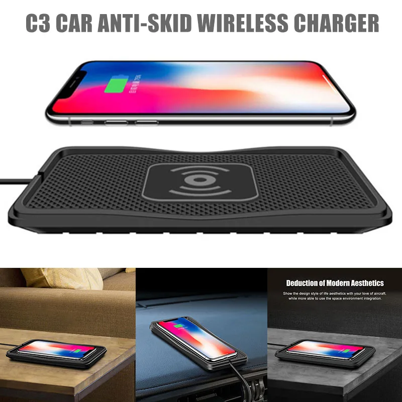 

Hot Car Wireless Charger Skid-proof Silicone Mat Phone Charging Pad Fast Charge J99