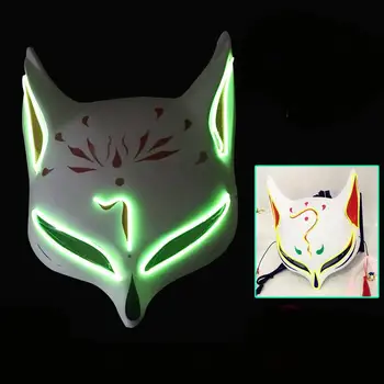 

Masquerade Fox Mask Japanese Style Cosplay Party Nightlight Painted Costume Fluorescence Masquerade Festival Rave Facial Makeup