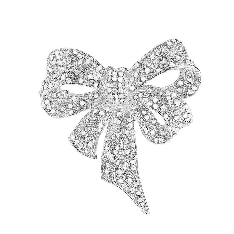 Broche Strass Motif Nœud Papillon - Environ 3x5 Cm - Neuve De Stock