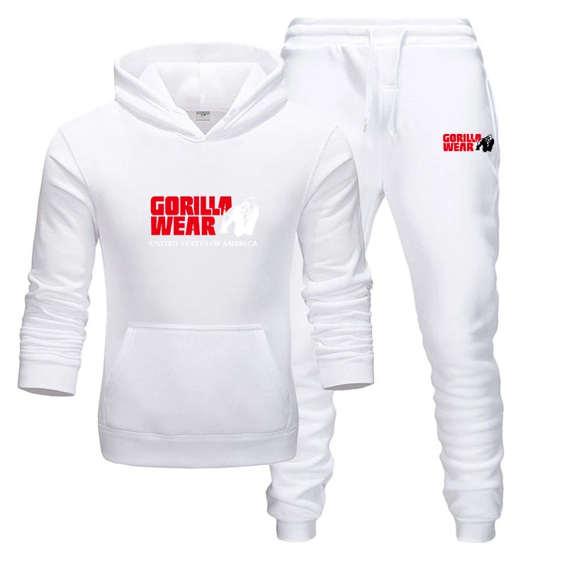 Conjunto de Sudadera con capucha para hombre, ropa deportiva a la moda de GORILLA, de dos piezas totalmente de algodón, sudadera gruesa y pantalones deportivos|Conjuntos para hombres| - AliExpress