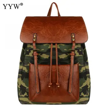 

YYW Simple Women'S Backpack Casual Army Green Large Capacity Backpacks PU Leather Ladies Backpack Waterproof Anti Theft Mochilas
