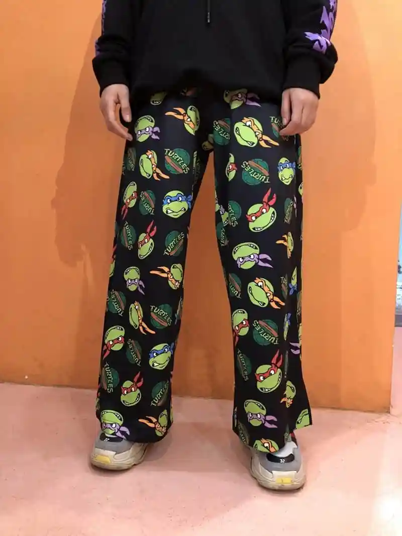 

2019 New Retro Cartoon Printed Pants Harajuku Streetwear Fashion Pants Woman Man Hip Hop Elastic Waist Wide Leg Pant Trousers