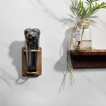 

Nordic Wooden Electric Shaver Rack Minimalist Home Bedroom Razor Storage Rack Bathroom Beauty Instrument Wall Hanging Free Punch