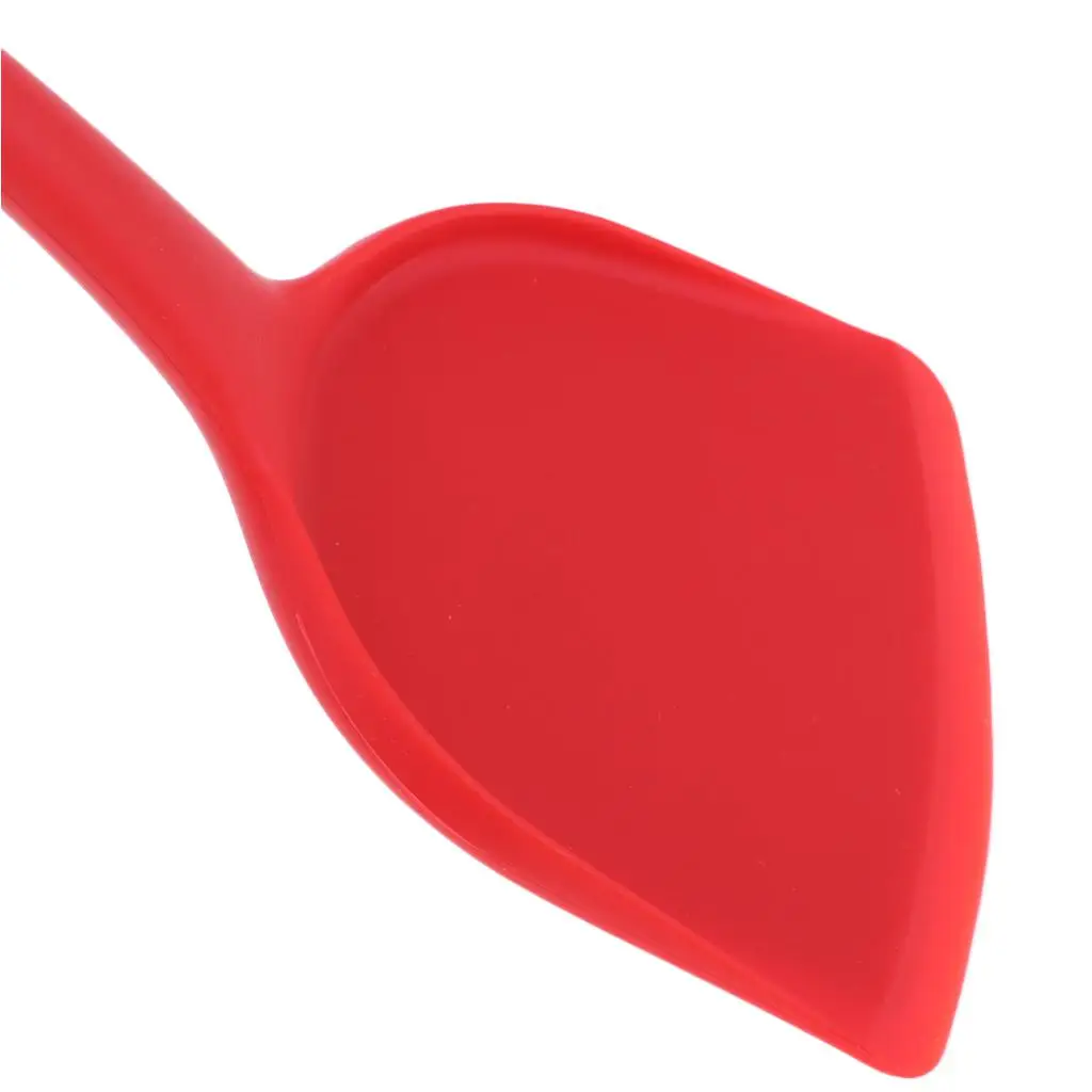 Long Handle Silicon Spatula for Flipping Egg Burger Crepe, Non-stick and High Temperature Resistant