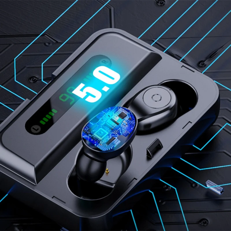 Wireless Earbuds Bluetooth 5 0 Earphones Contact Control Tws Gaming Headset Ipx7 Waterproof Earphone 1200Mah Digital Display
