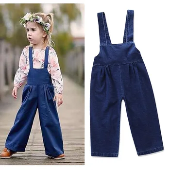 

Baby Girls Children Clothes Autumn and Winter Models Small Medium-sized Girls Denim Loose Long Pants Suspenders Siamese Overalls