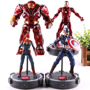 

Avengers Endgame Captain Marvel Hulkbuster Captain America Iron Man Marvel Action Figure With LED Light PVC Collectible Toy