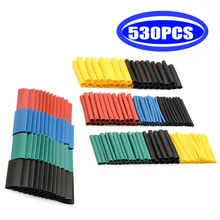 Tubo de psiquiatra de calor kit de isolamento sleeving poliolefina encolhendo sortidas tubo de psiquiatra de calor cabo de fio 100/127/140/164/328/530 peças