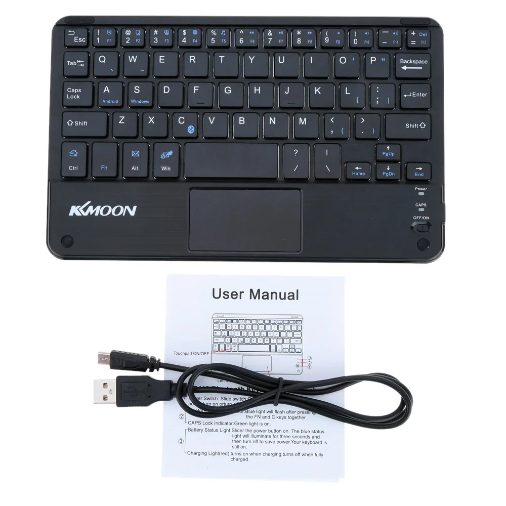 KKmoon 59 клавиш ультра тонкая мини Bluetooth клавиатура с сенсорной панелью для Android для Windows pc планшет смартфон