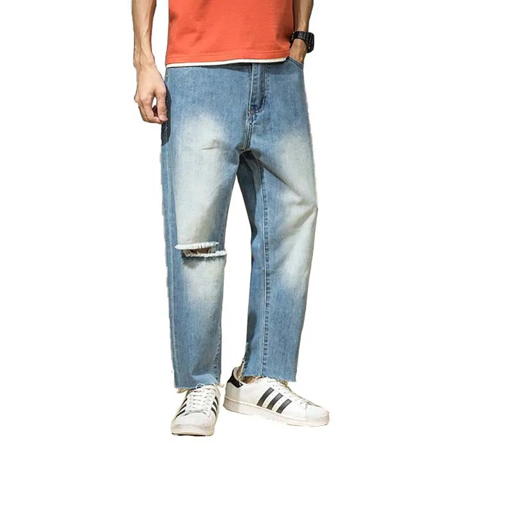 Più Il Formato Jeans Strappati I Pantaloni Da Cowboy Mens Jeans Di Modo Allentato Rigonfio Hip Hop Dei Jeans Del Harem Dei Pantaloni Pantaloni Pantalo