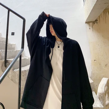 

Men Streetwear Hip Hop Gothic Oversize Casual Hoodie Jacket Loose Hooded Sweatshirt Zipper Coat Cardigan Male Women Outerwear