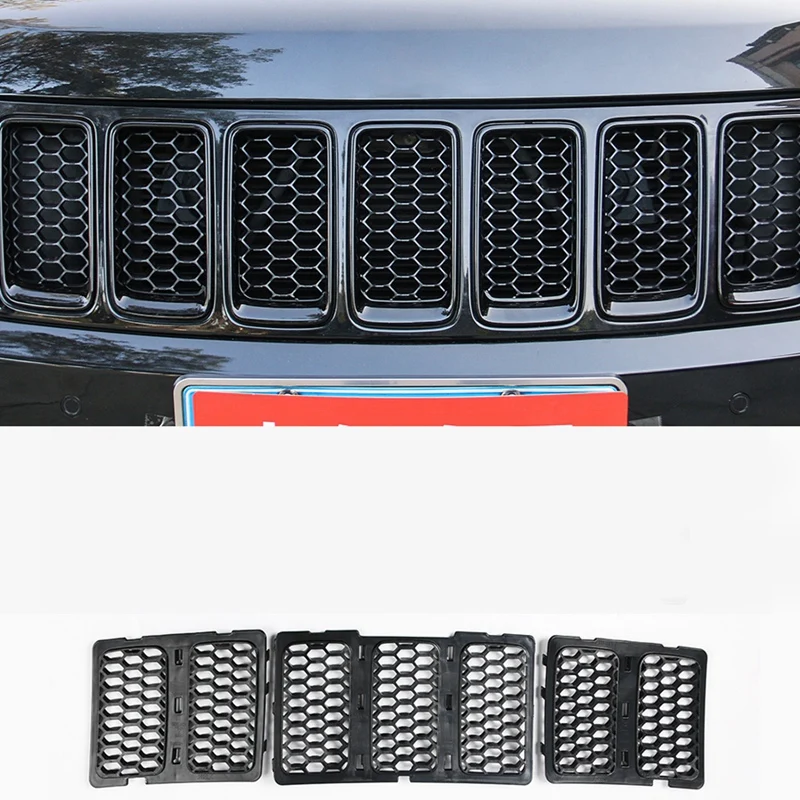 Автомобильные наклейки для Jeep Grand Cherokee- Передние решетки декоративное покрытие сотовая сетка для Grand Cherokee аксессуары