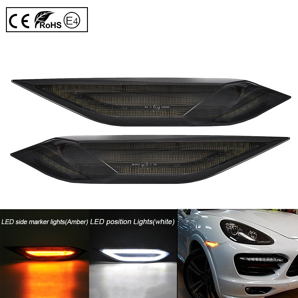 Для Porsche 958 Cayenne 2011 2014 Копченый светодиодный боковой габаритный фонарь сигнальная