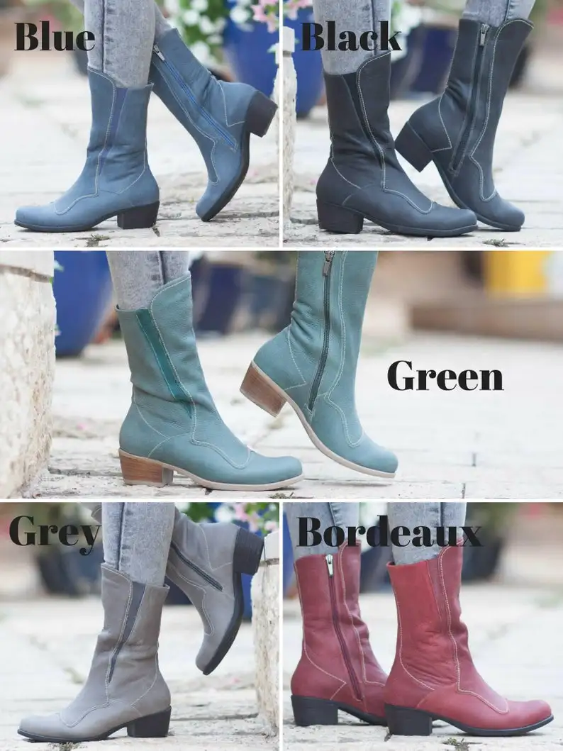 Adputent/дизайнерские ботинки из натуральной кожи; женские ботинки; сезон весна-осень; ботинки до середины икры из коровьей кожи; Botines mujer; обувь; большой размер 43