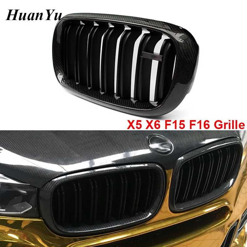 Решетка радиатора F15 из углеродного волокна для BMW X5 X6 F16 2 планки передний бампер
