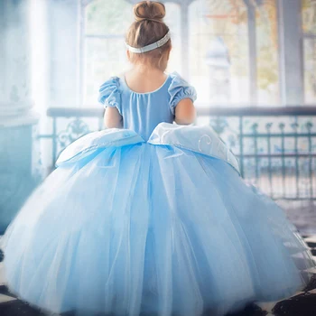 

Halloween Girl Long Children Role-play Cosplay Costume Princess Girls Dress Christmas Party Vestidos Blue 4-10Years