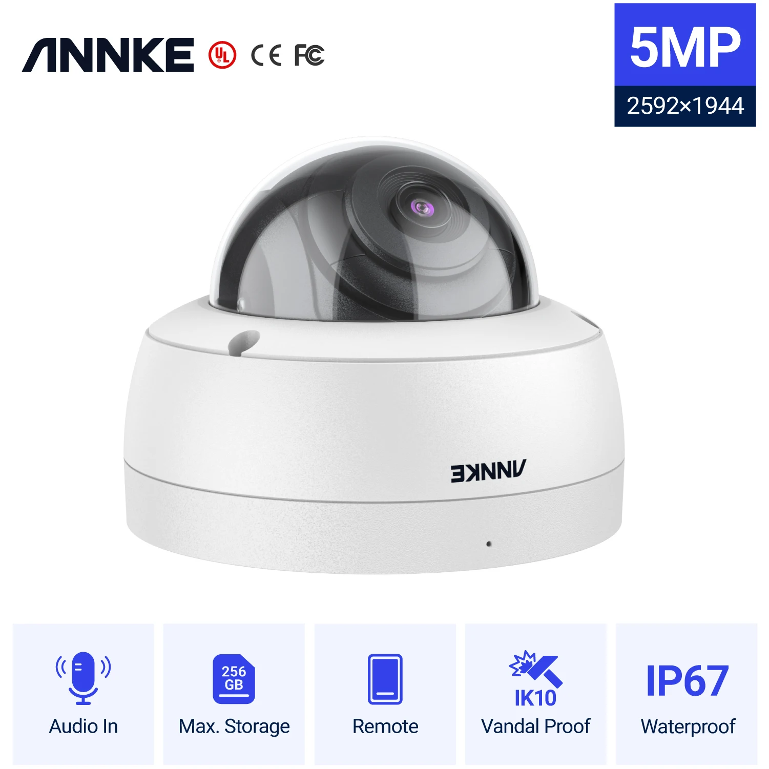 Tanio ANNKE 1PC 5MP HD System nadzoru bezpieczeństwa kamera ir-cut