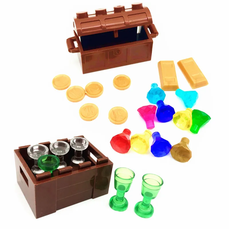 

City Accessories Bricks Building Blocks Jewlery Box Gem Precious Stone Caribbean Pirate Figure Treasure Toy Compatible MOC Parts