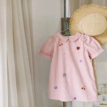 

Baby Girls Kids Princess Summer Sequins Peter Pan Collar Dresses Toddler Pink Dress Girl Tutu Birthday Party Clothes Vestidos