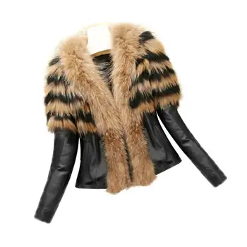 

Winter Jacket Women Thick Parka Artificial Fur Collar Coat Faux Leather Sliming Women Winter Warm Jacket Coat