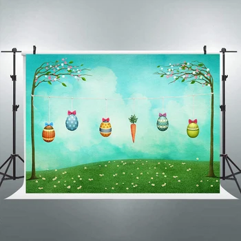 

Easter Eggs Decorated Countryside Photography Backdrops Spring Grassland Photo Backgrounds for Children Studio Props booth shoot
