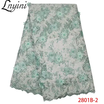 

French Tulle Lace Fabrics 3d Lace Fabric with Beads High Quality African Lace Fabric Nigerian Laces Fabric for Wedding L2801B