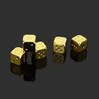 5 Pcs/Pack 13mm Metal Dice Gold/Silver Color 6 Sided Square Point Dice for Family Party KTV Board Games Desktop Game Toy Gift 1