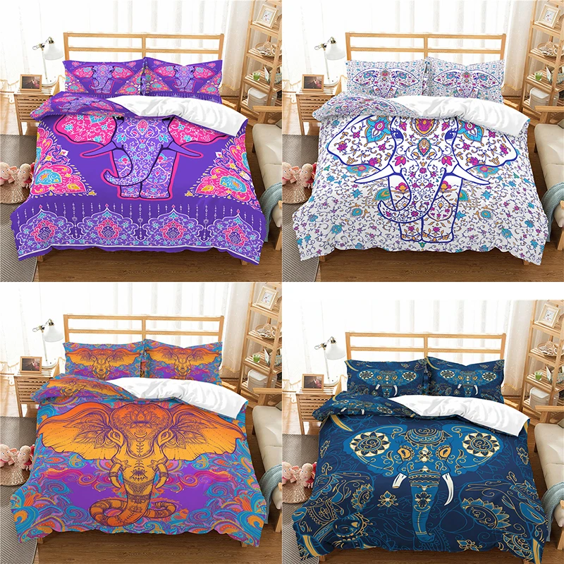 

Home Textile Luxury 3D Elephant Print 2/3Pcs Comfortable Duvet Cover PillowCase Bedding Sets Queen and King EU/US/AU Size