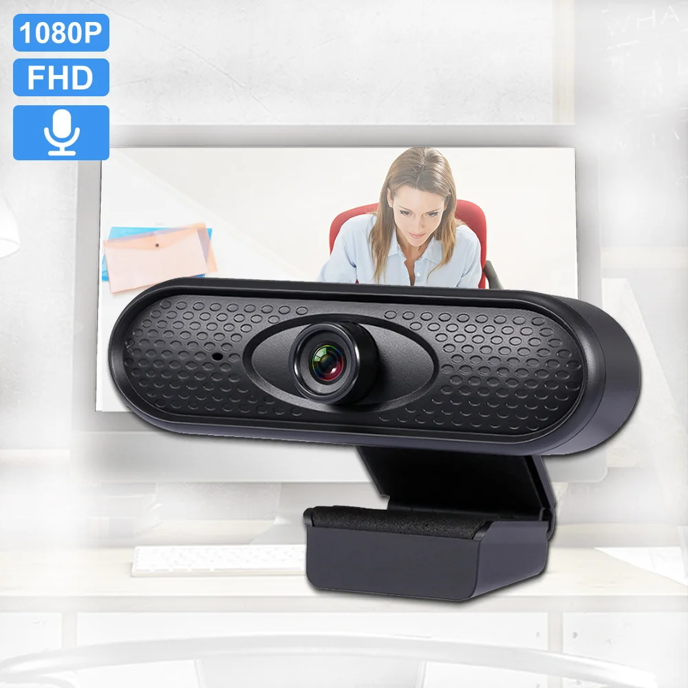 Веб камера 1080P Full HD для ПК 2 Мп USB2.0 без диска с микрофоном автофокус дома