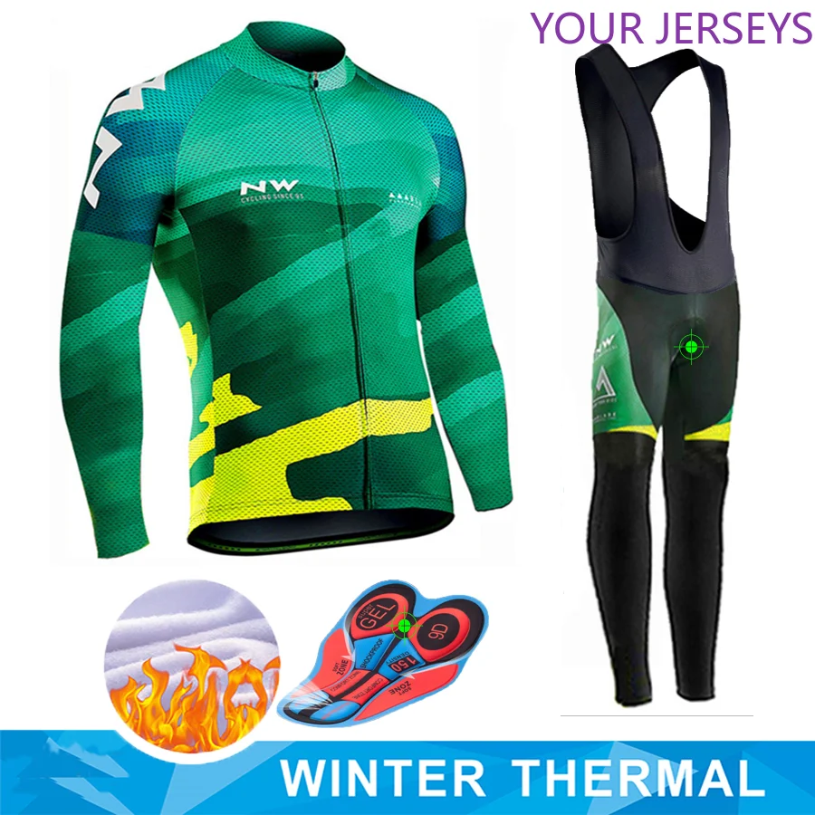 

NW 2020 Cycling Jersey Winter Warm Wool Bike Jersey Jacket Warm Winter Mountain Bike Clothing Northwave LOTTO BAHRAIN Set Suit
