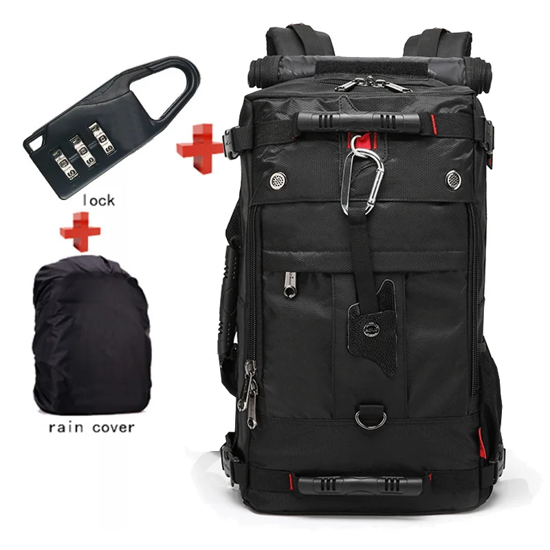 SIXRAYS фирменный дизайн замок+ чехол+ сумка рюкзак для ноутбука мужской Mochila Masculina мужские рюкзаки мужские багажные и дорожные сумки - Цвет: Черный