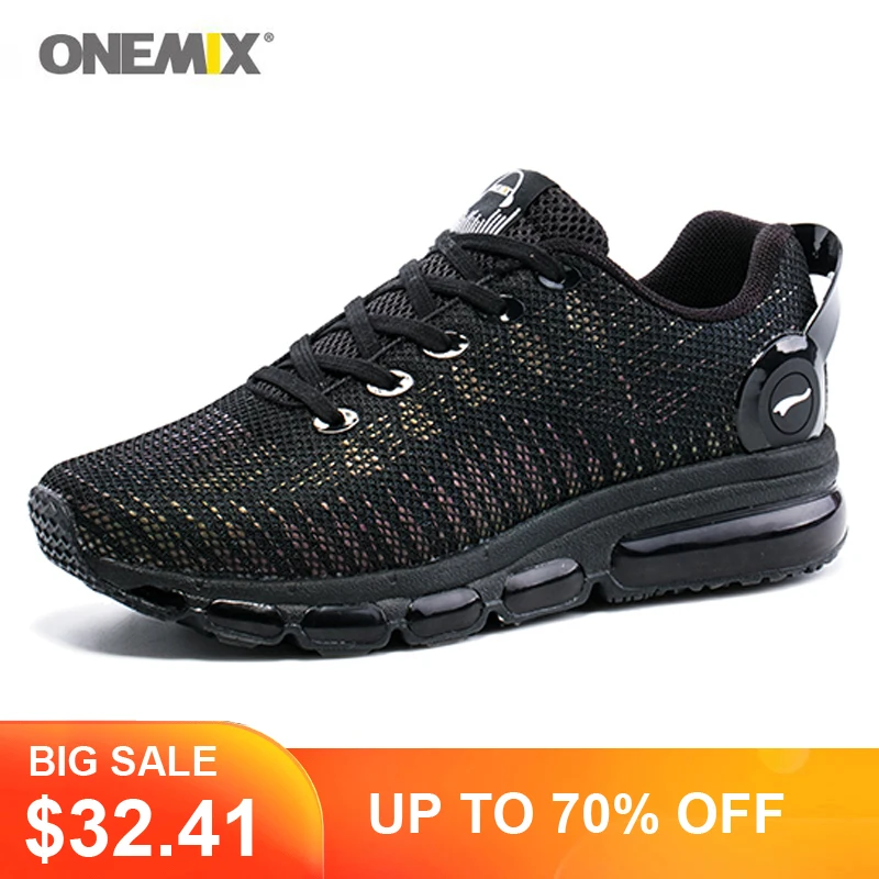 Black Sneaker ONEMIX Air-Cushion Running-Shoes Reflective Athletic Lightweight Comfortable
