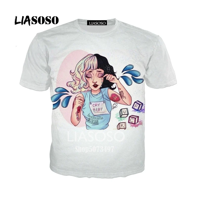 3 LIASOSO New 3D Color Printing Singer Melanie Martinez Women Men T-shirt Casusl Fashion Summer O-Neck Short sleeve - Цвет: 3