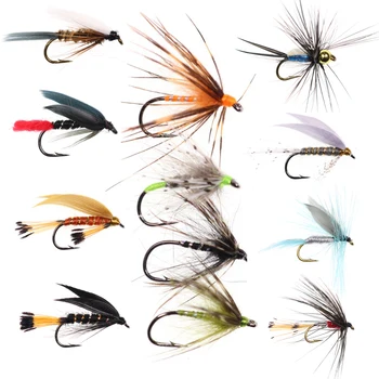 

Bimoo 6PCS/Lot Multi-Style Fly Fishing Dry Wet Nymph Emerger Pupae Tenkara Streamer Stonefly Bead Head Nymph Flies Trout Lures