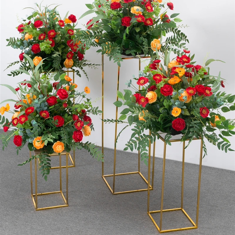 

Gold-Plated Wedding Arch, Geometric Flower Stand, Home Decoration, Shiny Metal Iron, Rectangle Square Frame Backdrop, New
