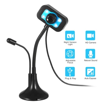 

HD USB Webcam Desktop Laptop Camera Video Calling web cam Cameras with Mic Night Version Web Camera for Laptop Conference