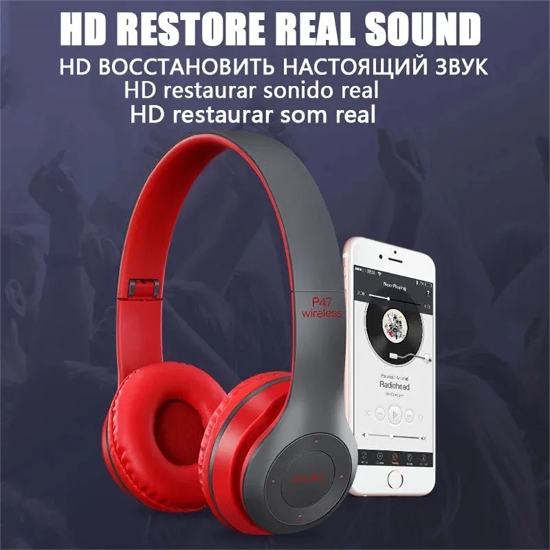 Wireless Headsets Bluetooth Headphone Foldable Gaming PS5 Adjustable Computer Earphone Support Mic TF Card FM Earbuds Headphones