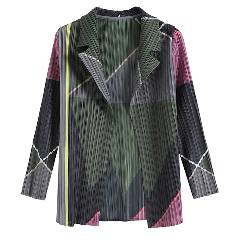 Changpleat Весна Осень Новые Женские базовые куртки пальто Miyak плиссированные модные дизайнерские с длинным рукавом с отворотом тонкие женские пальто C908