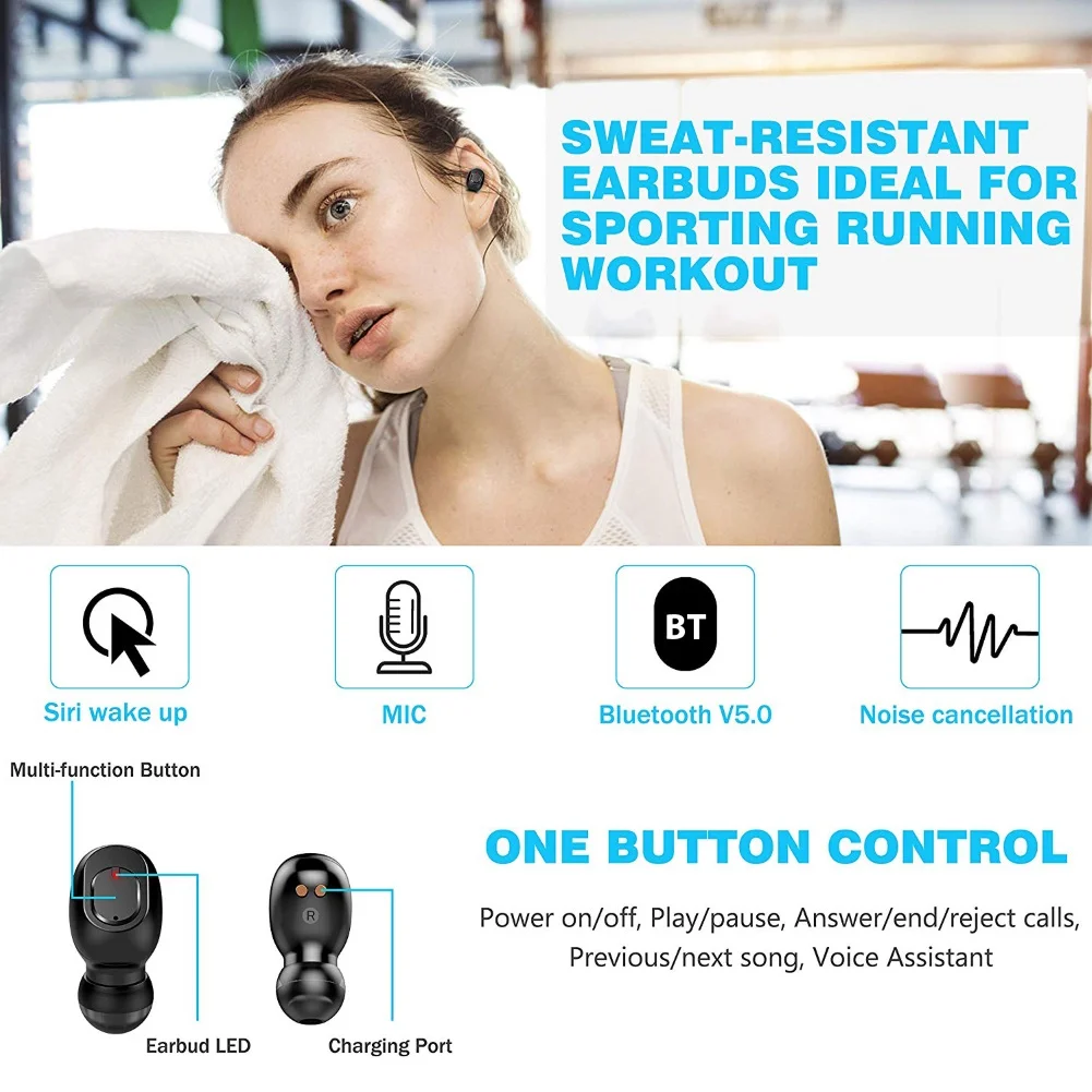 D2 TWS, беспроводные Bluetooth 5,0 наушники, стерео, беспроводные, активное шумоподавление с микрофоном, свободные руки, наушники, управление AI